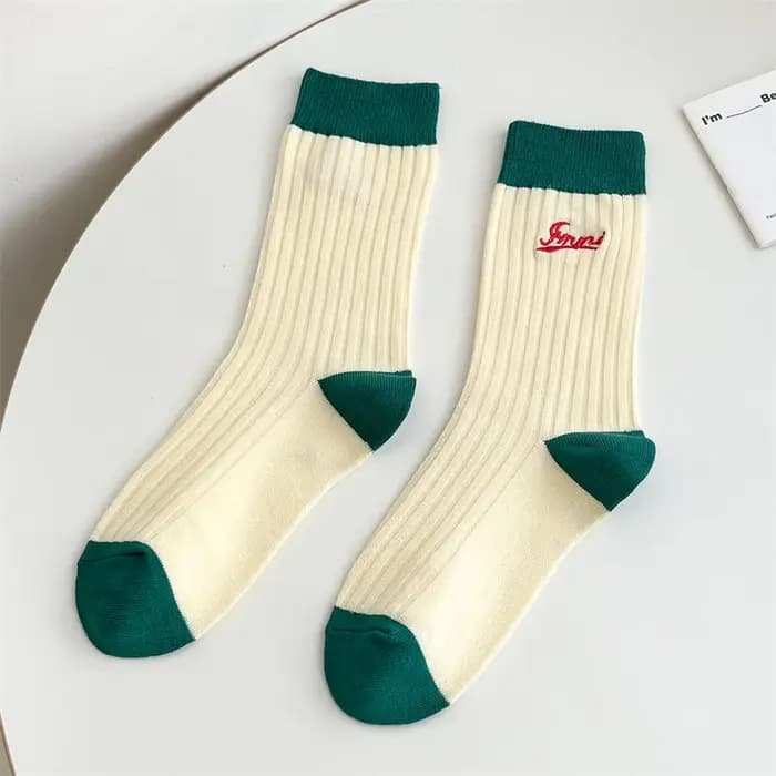 Chaussettes longues rayées en coton pour femmes