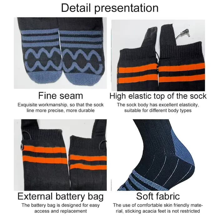Chaussettes thermiques électriques métropolitaines pour hommes et femmes, chaussettes chauffantes lavables, chauffe-pieds de ski en plein air, sports d'hiver