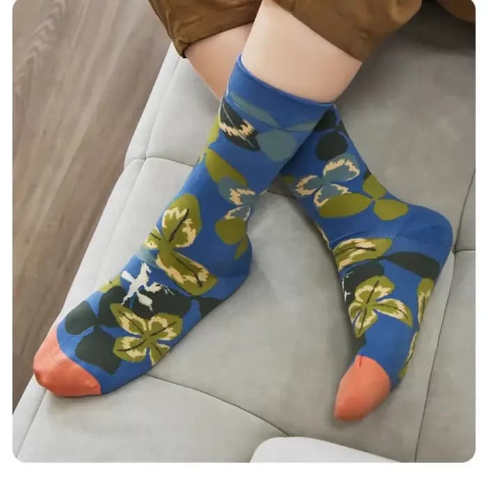 Chaussettes tendance et personnalisées pour hommes, Hip Hop, peinture à l'huile, chaussette abstraite, bouche, lettre brodée, automne, chaussettes mi-tube pour femmes