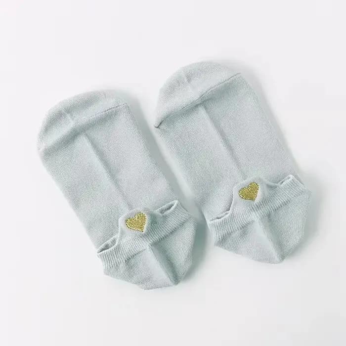 Mignon broderie amour coeur chaussettes mode drôle Sokken talon avec paillettes or soie rouge