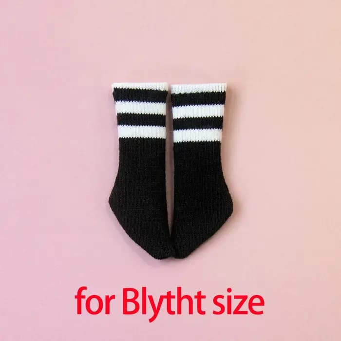 Chaussettes rayées pour poupée Blythe BJD, noires, à la mode, Kawaii, athlétiques, douces, accessoires de vêtements miniatures pour Licca Azone OB24 YMY