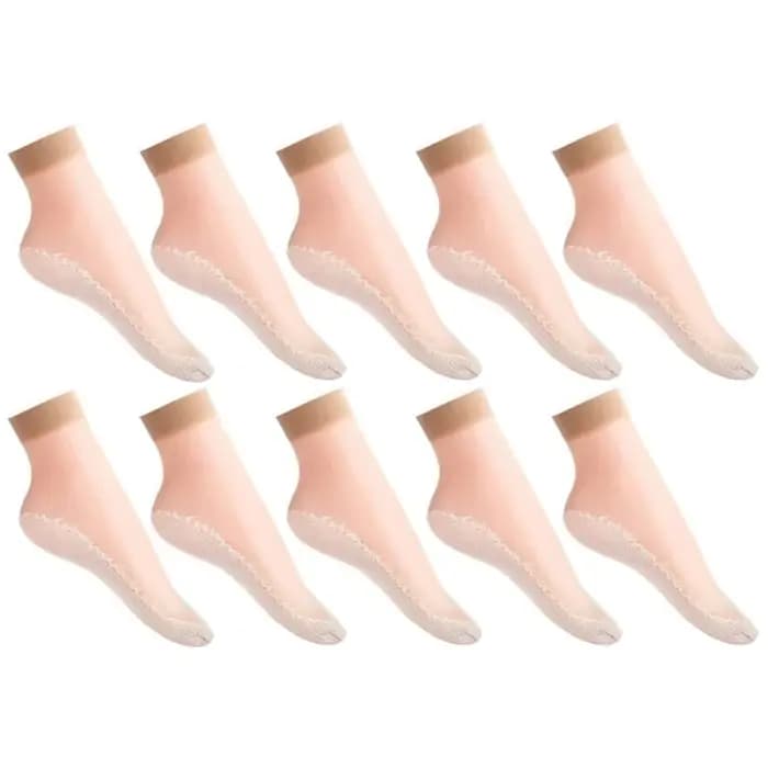 10 paires de chaussettes courtes pour femmes, chaussettes transparentes en dentelle élastique ultra-fines, respirantes, antidérapantes, en coton, pour l'été