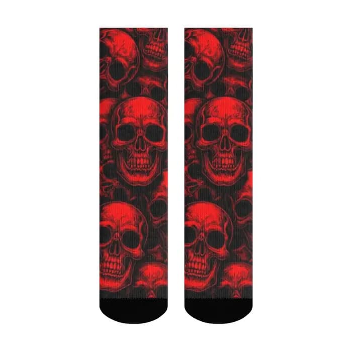 Chaussettes Homme Légères et Ajustées Rouge et Noir à Motif Crâne pour Usage Quotidien