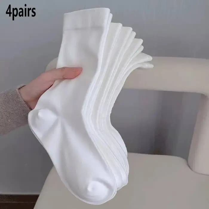2/4 paires de chaussettes solides mi-mollet pour femmes, douces, absorbant la sueur, respirantes, décontractées, tendance, polyvalentes, élégantes pour tous les jours