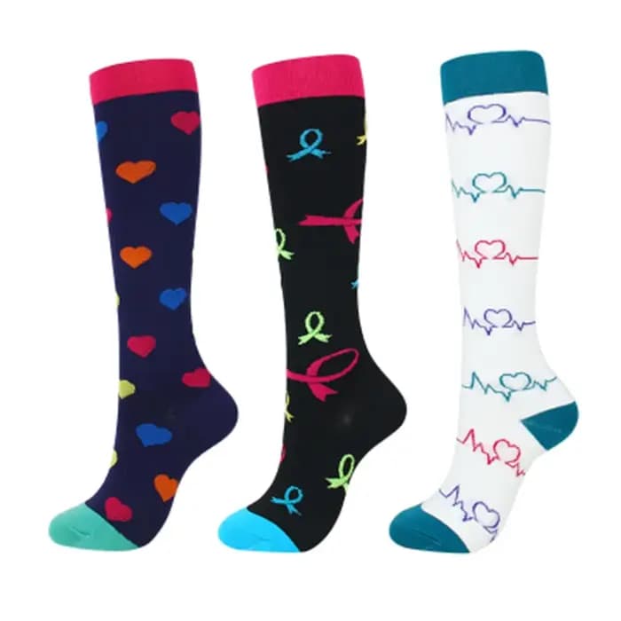 3/6/7 paires/pack chaussettes de Compression femmes hommes genou haute 30 MmHg course