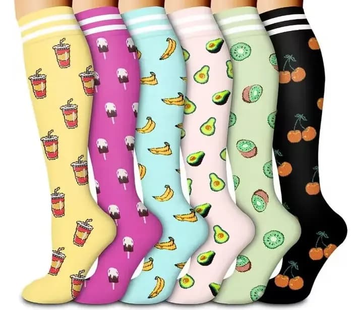 6 paires de nouvelles chaussettes de compression à motif floral