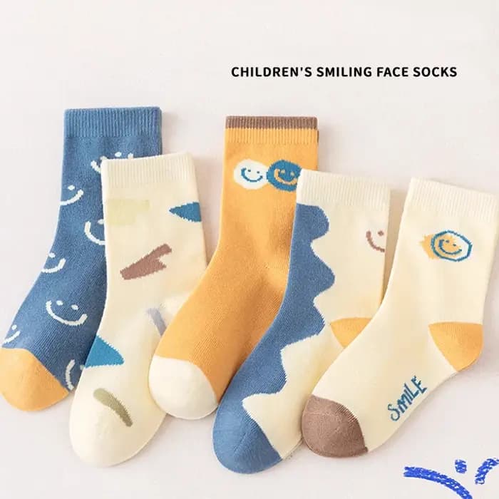5 paires de chaussettes en coton solide pour enfants garçons