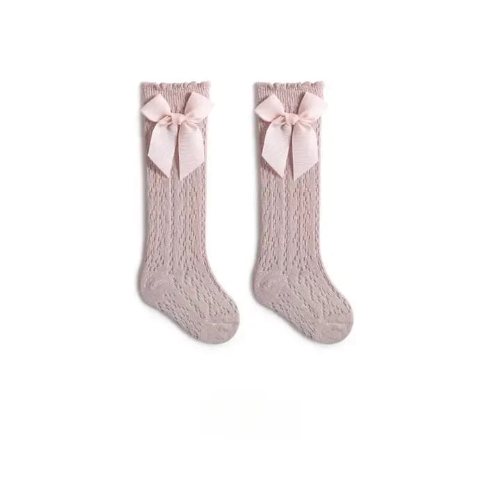 Chaussettes en maille de coton avec nœud papillon pour bébé fille