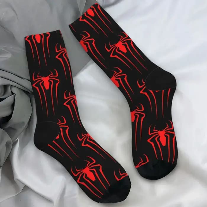 Dessin animé araignée rouge chaussettes Manga Simple nouveauté bas automne antibactérien unisexe hommes