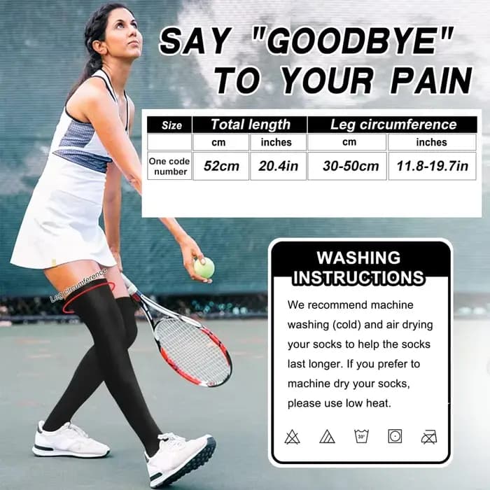1 paire de chaussettes de compression sportives à hauteur de cuisse pour la course à pied