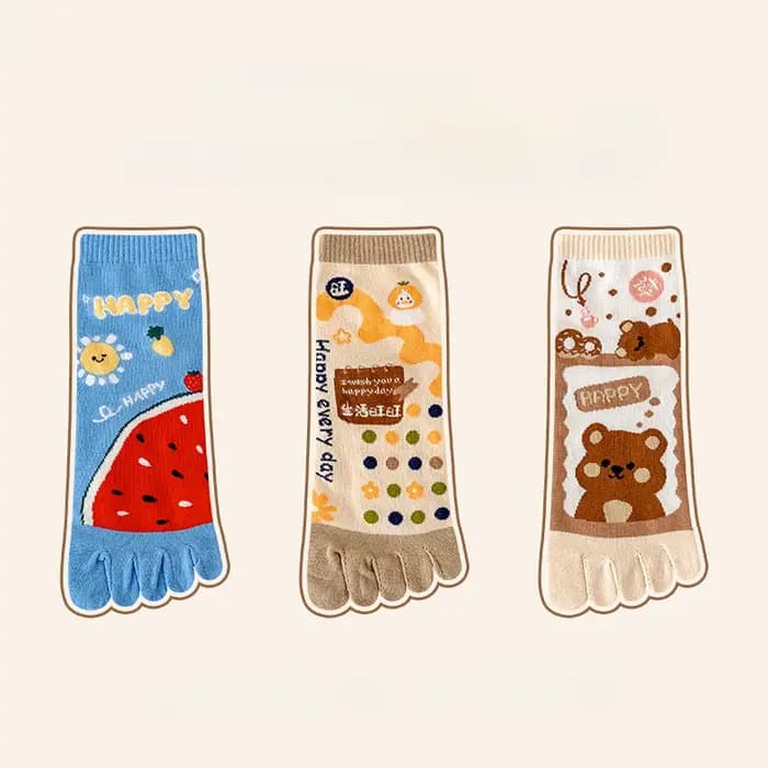 Chaussettes en coton à cinq doigts pour femmes