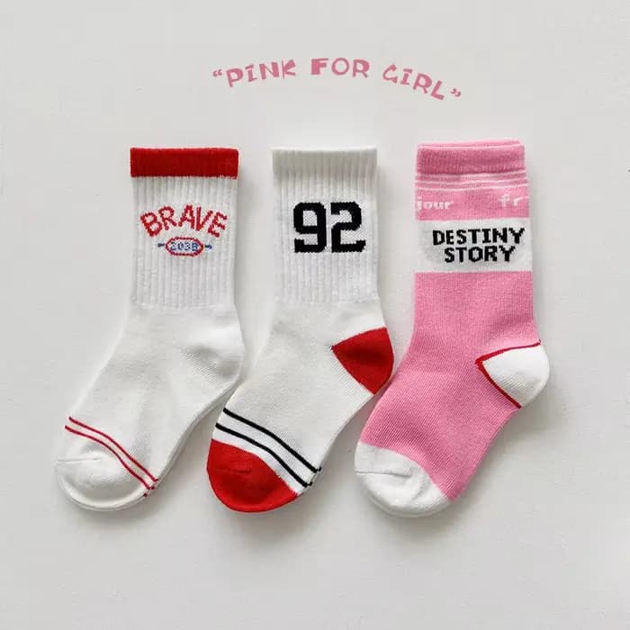 3 paires de chaussettes pour enfants garçons filles mode lettres chiffres chaussettes de Sport chaus