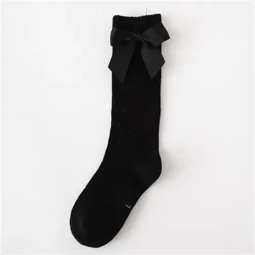 Chaussettes solides pour enfants avec nœuds, chaussettes en coton pour bébés filles, chaussettes longues douces pour tout-petits, chaussettes hautes de princesse pour filles, 2024