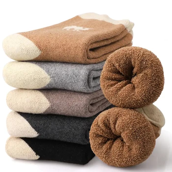 5 paires de chaussettes en laine épaisse pour hommes
