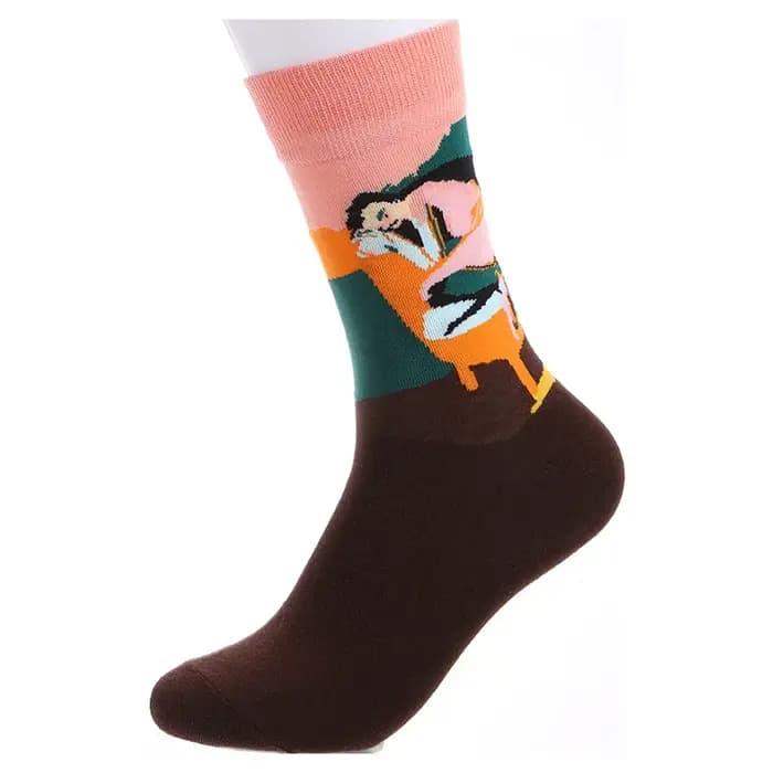 Chaussettes en coton pour femmes rétro abstrait peinture à l'huile Art