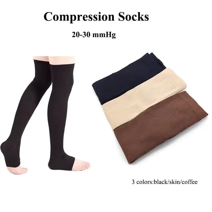 Chaussettes à haute Compression, soutien des jambes, chaussettes de Compression extensibles, Anti-Fatigue, soulagement de la douleur, bas hauts pour hommes et femmes