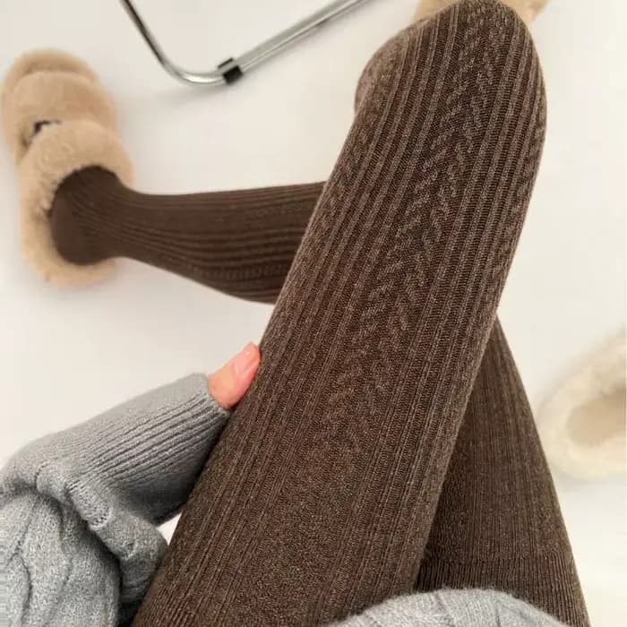 Collants d'hiver en laine de haute qualité pour femmes, base en molleton, tricot jacquard vintage, style japonais, collants à angle droit, mélange de fibres.