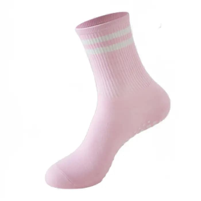 Chaussettes antidérapantes mi-longues pour femmes, chaussettes de yoga Prati à double rayures, chaussettes antidérapantes pour le fitness, chaussettes de ballet, chaussettes de sport