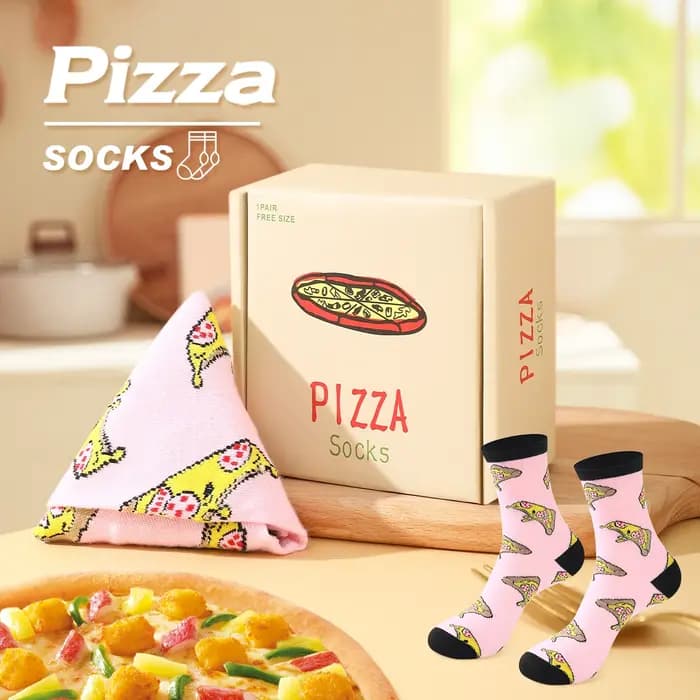 1 paire de chaussettes unisexes coupe moyenne pizza avec un roman et particulière cadeau de vacances créatif et intéressant Convient pour le pâques
