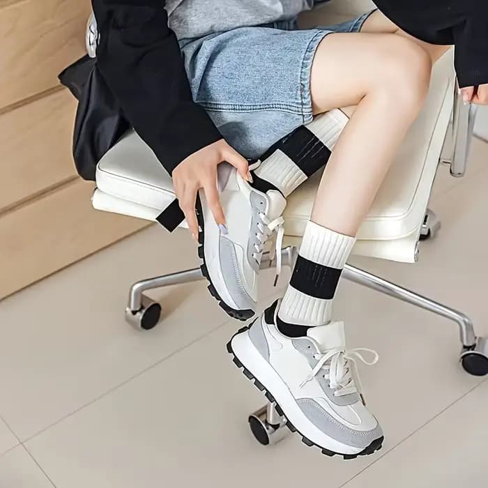 5 paires de chaussettes rayées noires et blanches pour femmes