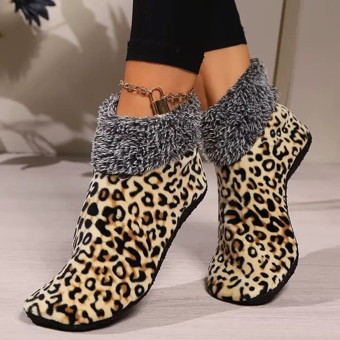 Chaussettes de sol imprimées léopard pour hommes et femmes