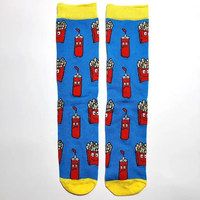 Chaussettes pour hommes tendance, motif amusant de vélo, pizza, basket-ball