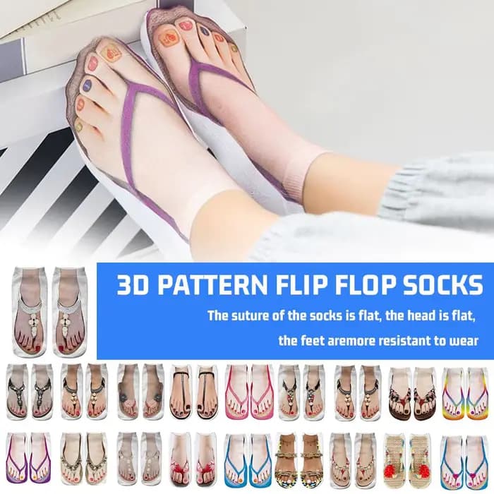 Chaussettes imprimées 3D pour femmes, nouveauté, à faible rinçage, en coton, décontractées, drôles, créatives, tongs, S J4O9