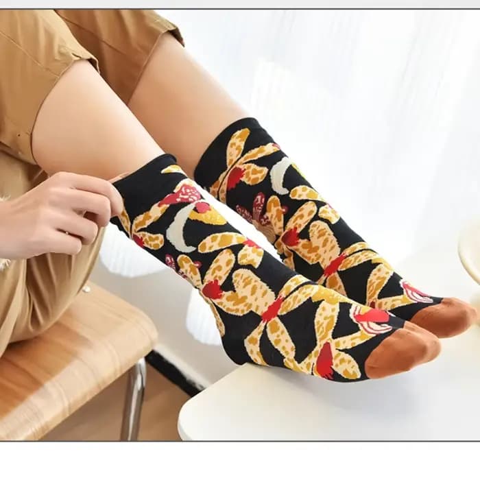 Chaussettes tendance et personnalisées pour hommes, Hip Hop, peinture à l'huile, chaussette abstraite, bouche, lettre brodée, automne, chaussettes mi-tube pour femmes