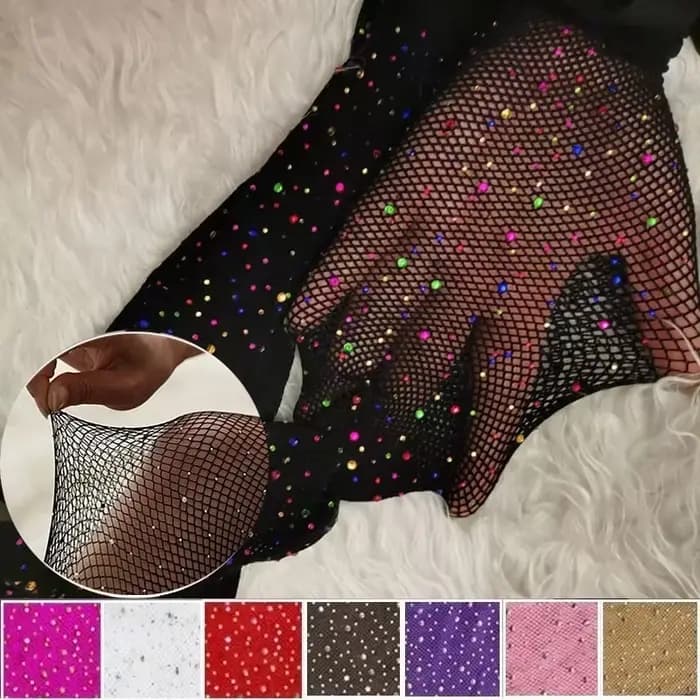 Résille diamant collants femmes mode brillant Net