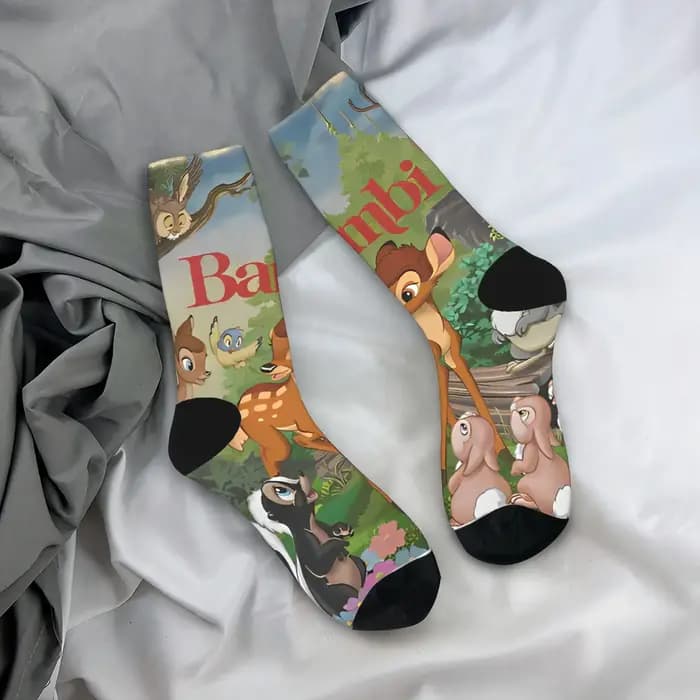 Adultes hommes chaussettes Bambi dessin animé bas anti-dérapant qualité chaussettes automne à la mode personnalisé Sports de plein air chaussettes