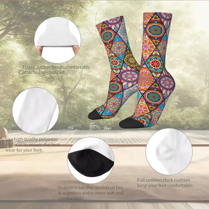 Chaussettes bohèmes colorées pour femmes et hommes