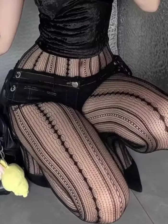 Collants résille noirs gothiques punk pour femmes