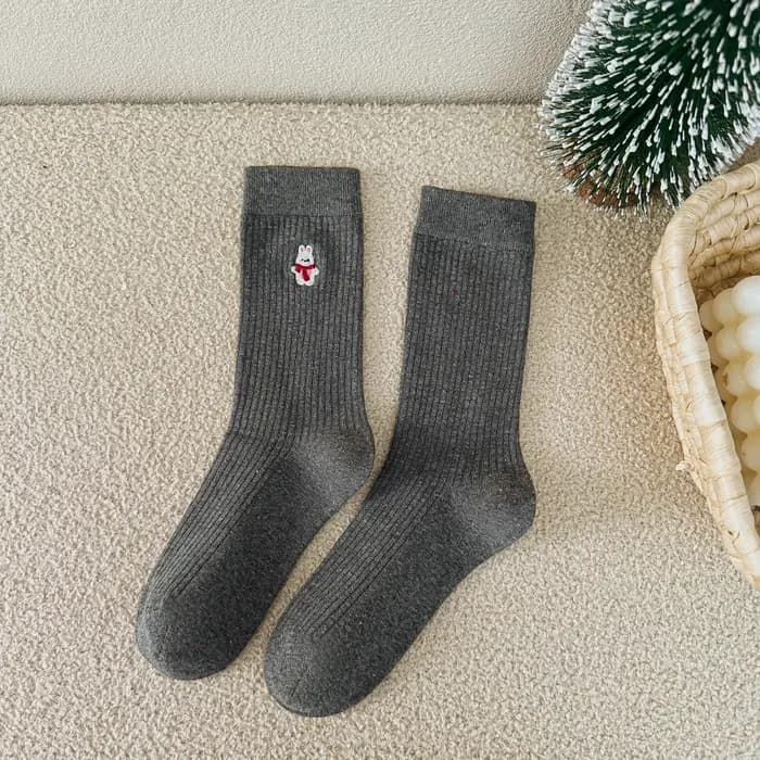 Chaussettes tendance pour femmes avec broderie de bonhomme de neige de Noël à pois, motif animal de dessin animé mignon, cadeau de Noël