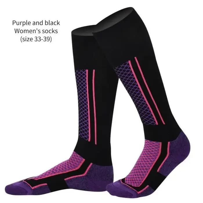 DIZETION 1 paire hiver chaud épaississement bas de Ski chaussettes de randonnée pour femmes hommes enfants Anti-froid en plein air haut bas de sport