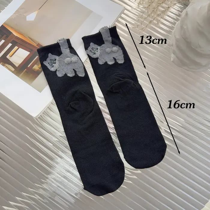 2 paires de chaussettes créatives à Tube central 3D en forme de chaton