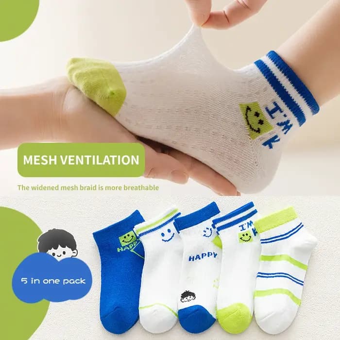 5 paires de chaussettes d'été en maille pour enfants