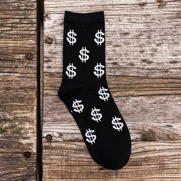Chaussettes thermiques pour hommes, chaudes pour l'hiver, avec imprimé dollar amusant, chaussettes décontractées épaisses pour hommes, chaussettes de sport en coton noir et blanc, chaussettes pour hom