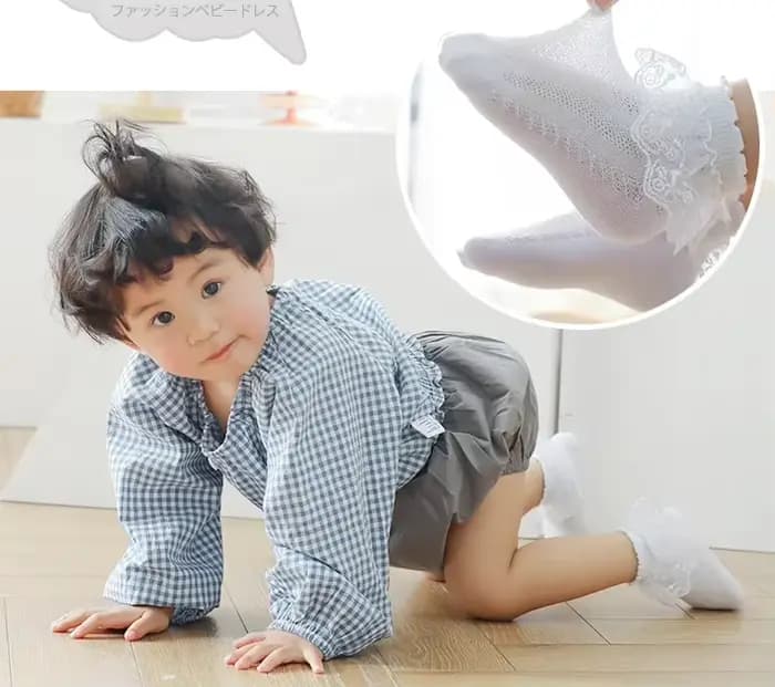 Chaussettes Courtes en Coton et Dentelle pour Petite Fille