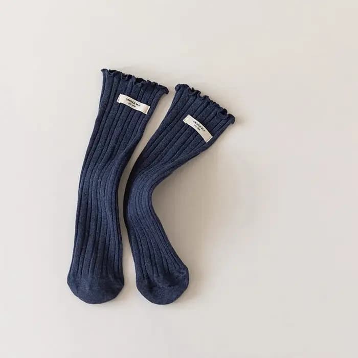 12 couleurs princesse filles froufrous chaussette à volants genou haut côtelé enfants coton chaussettes infantile bébé