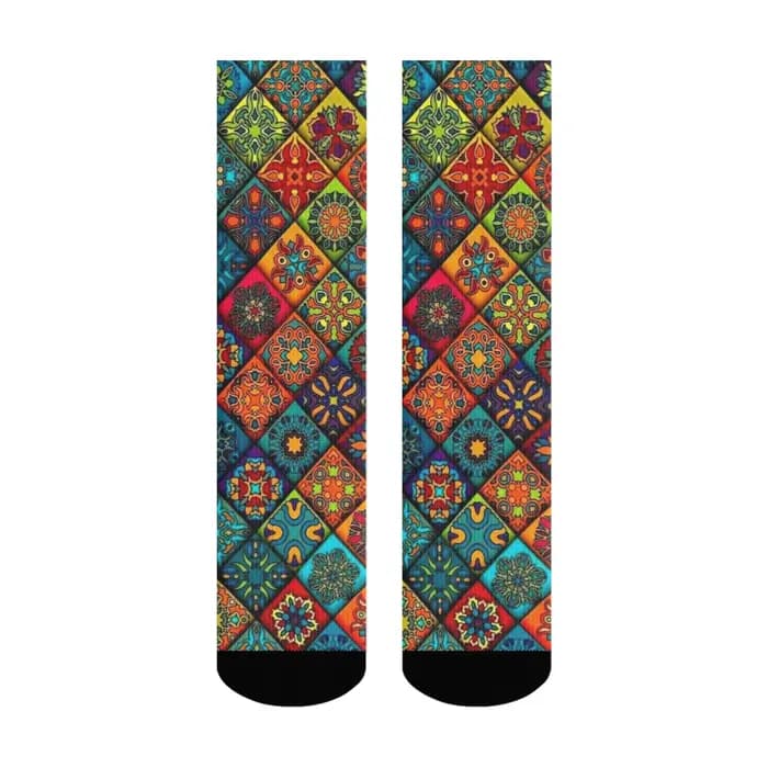 Nouveauté ethnique bohème imprimé hommes chaussettes confortable respirant antidérapant