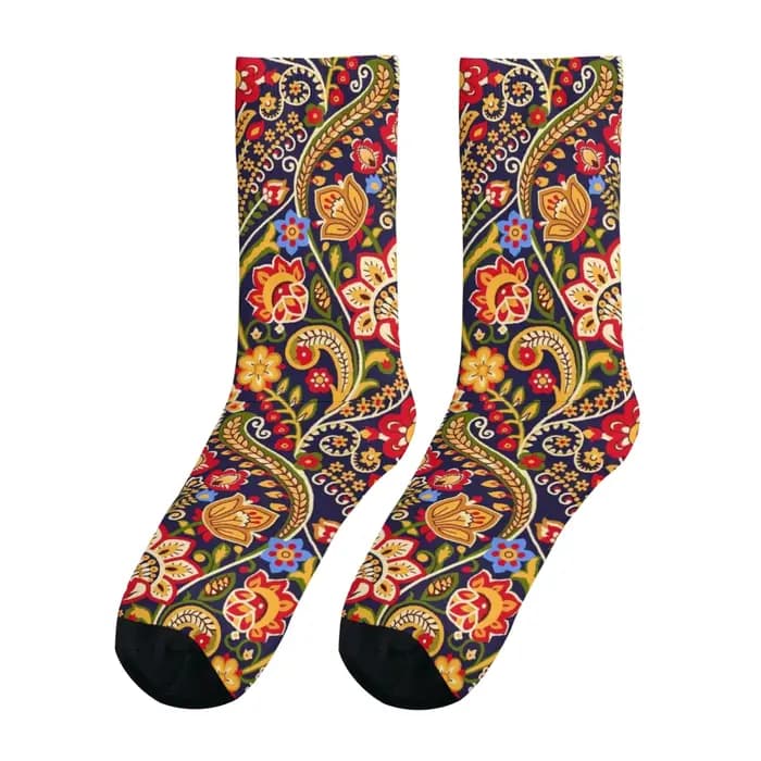 Chaussettes ethniques bohèmes vintage à motifs floraux, chaussettes décontractées à la mode pour hommes, confortables, respirantes, antidérapantes, pour le cyclisme en plein air, les sports