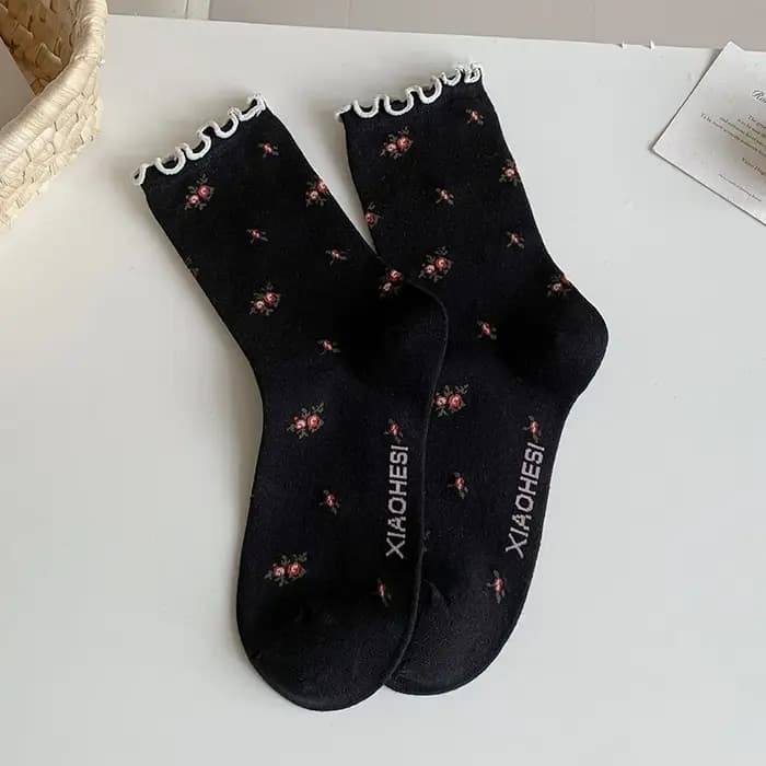 Femmes chaussettes rétro Style coréen automne nouvelle mode filles froufrous à volants