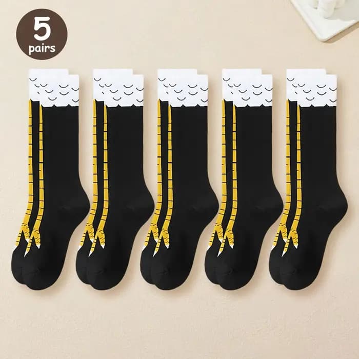 1/2/5/10 paires femmes genou chaussettes hautes à la mode dessin animé drôle poulet griffe