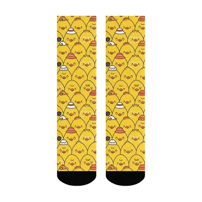 Dessin animé heureux mignon poussin chaussettes nouveauté drôle hommes