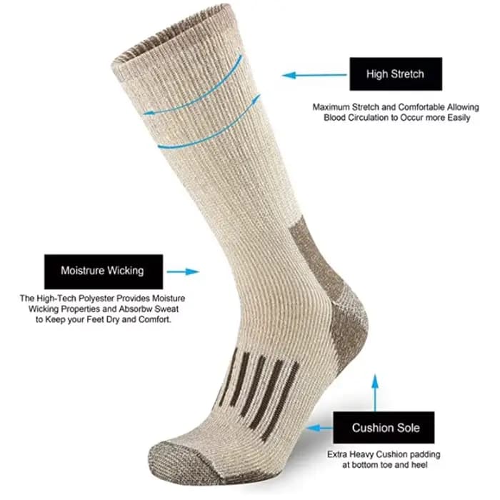 80% laine mérinos chaussettes pour hommes femmes épaissir chaud randonnée coussin équipage