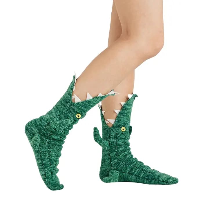 Chaussettes tricotées animaux drôles pour femmes hommes enfants Crocodile manger pied
