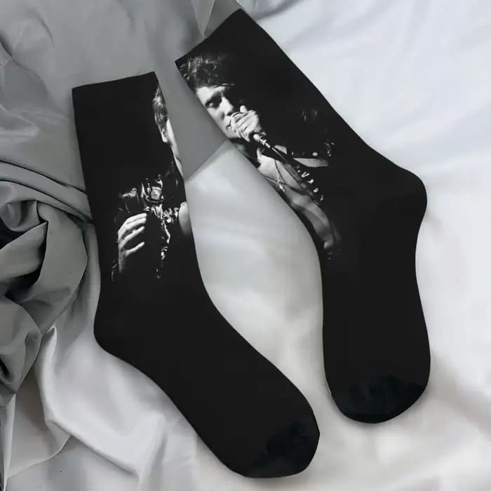 Johnny Hallyday bas France Rock chanteur conception mode chaussettes automne anti-dérapant