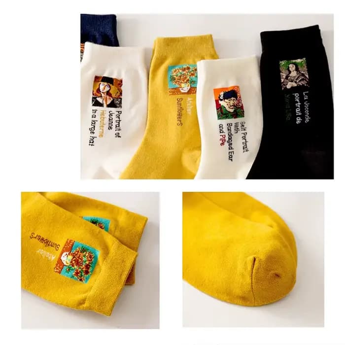 Van Gogh Art femmes chaussettes longues coton nouveauté motif drôle