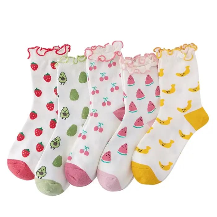 Chaussettes amusantes en coton à volants pour femmes