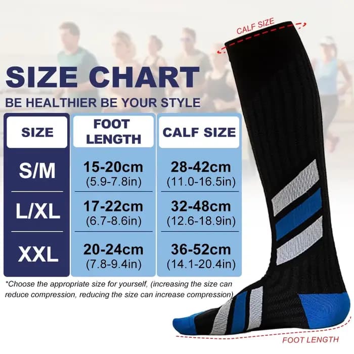 1 paire de chaussettes à haute Compression pour hommes et femmes